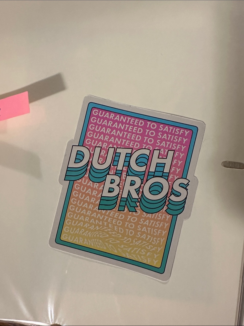 Dutch Bros Retro Colorblock Logo Sticker - Pink, Teal, Yellow